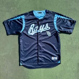 Tampa Bay Rays Vintage Navy Blue MLB Jersey Size Large Vintage True Fan